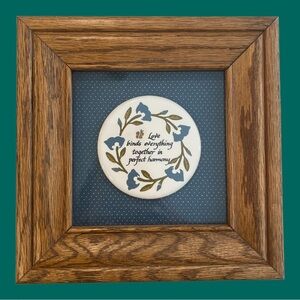 Vintage 90s Framed Picture Love Binds Everything Together in Perfect Harmony